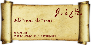 János Áron névjegykártya